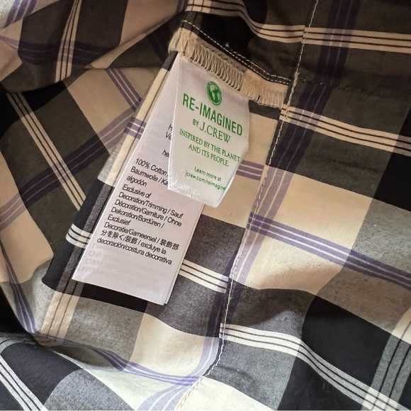 J Crew Reimagined black / purple plaid blouse, size XXS (runs big) - Picture 5 of 7